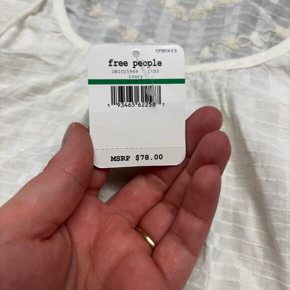 NWT Free People Intimately Elisa‎ Ivory Womens L Lace Trim Flowy Boho Tunic Top - Picture 4 of 8